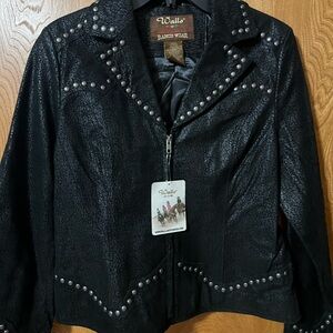 Walls Women's Black Leather Studded Jacket